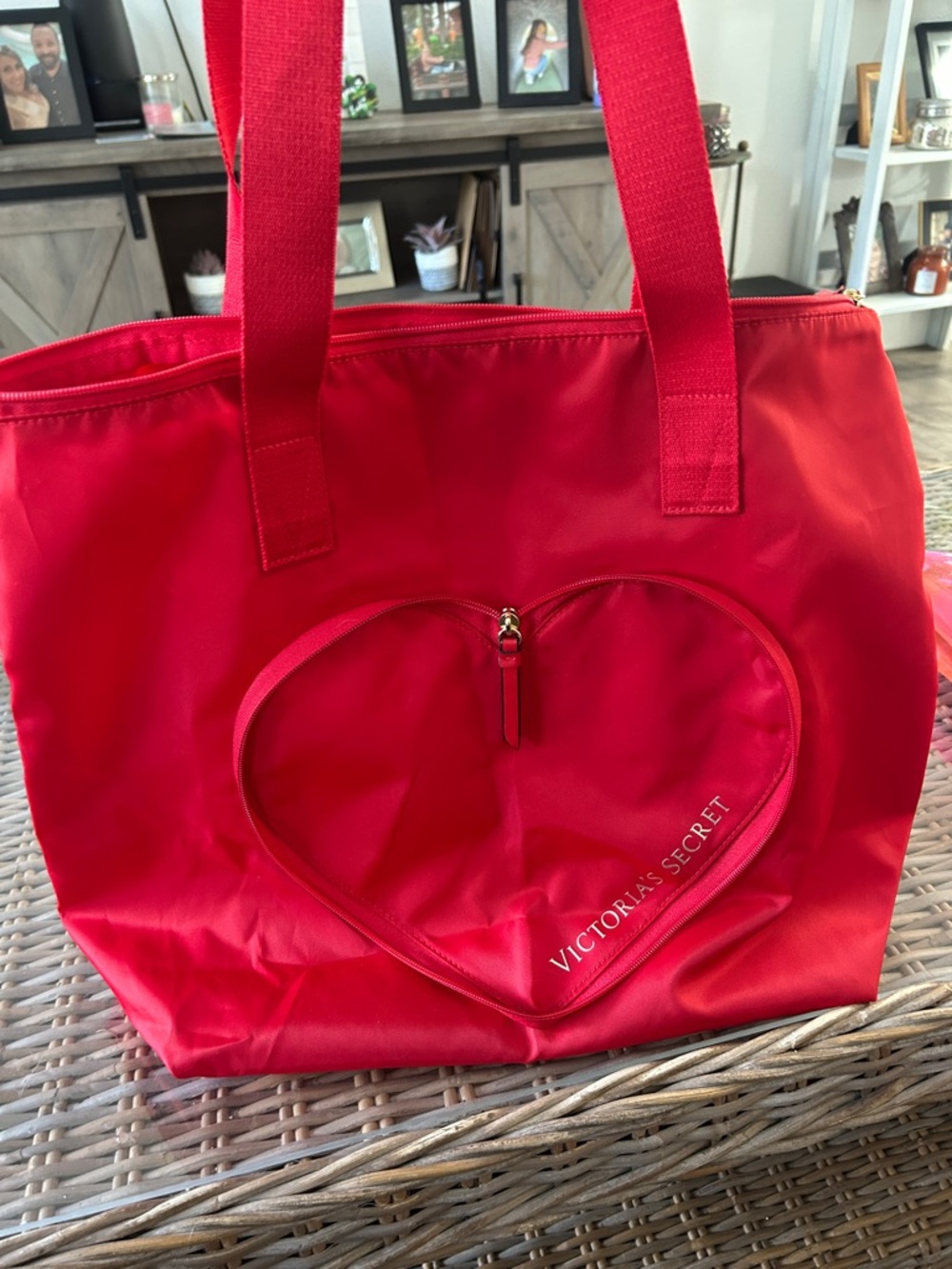 Victoria's Secret Red Heart Zip-Front Tote